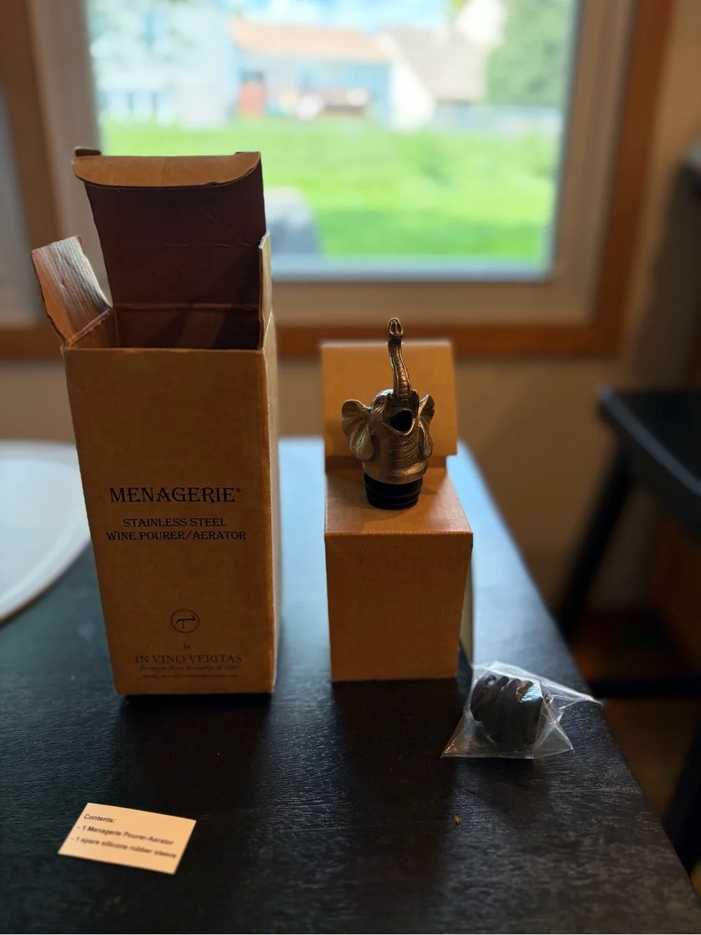 Menagerie Stainless Steel Elephant Wine Pourer Aerator - Brass Tone